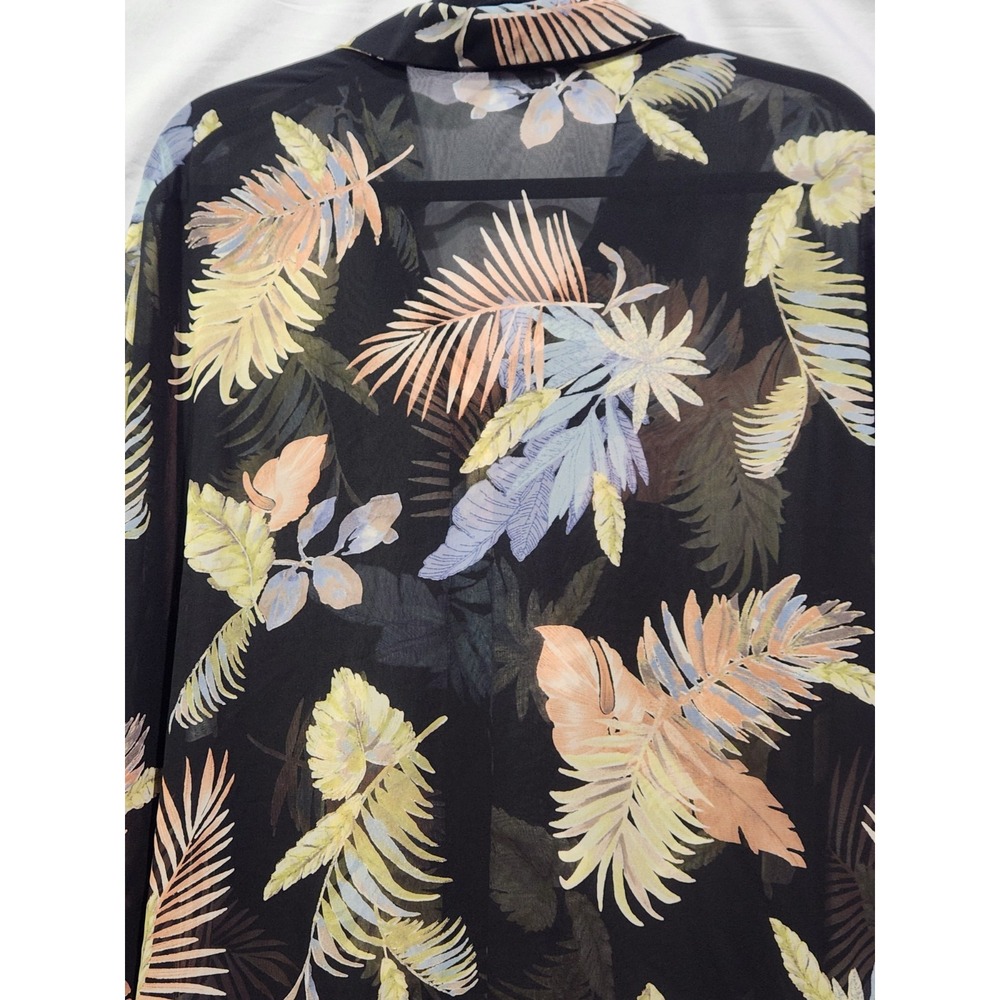 Lulus In‎ The Tropics Sheer Tropical Shirt Dress/Cover Up Size Medium - Picture 6 of 6
